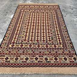 3'11x6'6 Ft Afghan Wool Kilim Rug - Vintage-Style Flatweave in Brown Tones With Tribal Stripes For Beautiful Boho Living Spaces - thumbnail 2