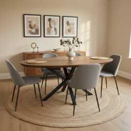 Solid Oak Oval Dining Table - Central Spider Legs - thumbnail 1