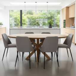 Solid Oak Oval Dining Table - Central Spider Legs - thumbnail 2