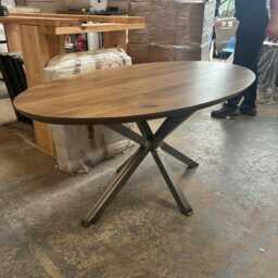 Solid Oak Oval Dining Table - Central Spider Legs - thumbnail 4