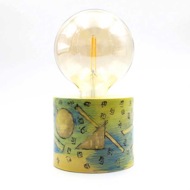 One Of A Kind Handcarved, Handpainted Patterned Colorful Small Table Lamp - image 1