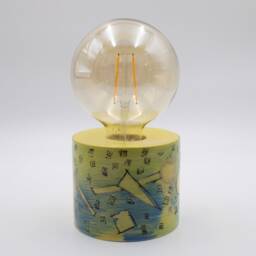 One Of A Kind Handcarved, Handpainted Patterned Colorful Small Table Lamp - thumbnail 3