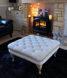 76 cm X Square Deep Buttoned Oxford Footstool, Coffee Table, in Luxurious Velvet Type Fabric. UK Delievry Only