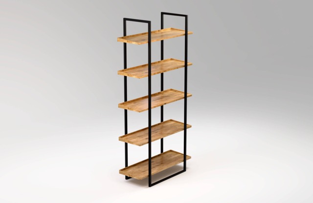 Industrial Style Bookcase Niv?? 100x35cm. Modern Shelving Unit With Black Steel Frame & Solid Wood Shelves. Minimalist Storage. Bookshelf - image 1