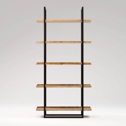 Industrial Style Bookcase Niv?? 100x35cm. Modern Shelving Unit With Black Steel Frame & Solid Wood Shelves. Minimalist Storage. Bookshelf - thumbnail 2