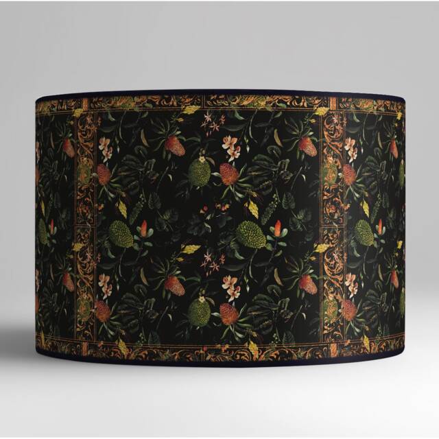 Vintage Floral Lampshade, Retro Table Lamp Shade, Black Paper - image 1