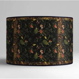 Vintage Floral Lampshade, Retro Table Lamp Shade, Black Paper - thumbnail 1