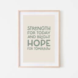 Modern Typography Christian Wall Art, Religious Poster, Gift Boho Print, Strength For Today & Bright Hope Tomorrow Print - thumbnail 3