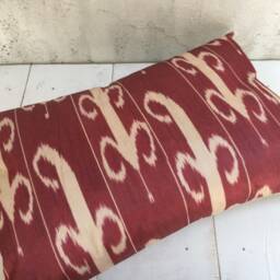 Silk Ikat Pillow Cover - 16x24, Handwoven Decorative Cushion - thumbnail 4