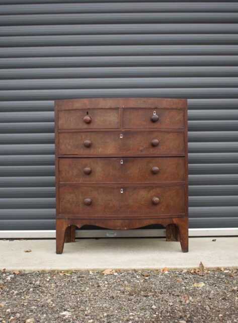 Antique Victorian Walnut Bow Front Chest Of Drawers - image 1