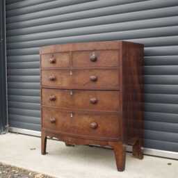Antique Victorian Walnut Bow Front Chest Of Drawers - thumbnail 2