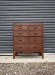 Antique Victorian Walnut Bow Front Chest Of Drawers