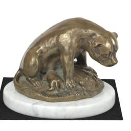 American Staffordshire Terrier Mama, Dog White Marble Base Statue, Limited Edition, Artdog - thumbnail 3