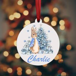 Personalised Christmas Tree Bauble Decoration Ornament For Baby Boy Girl Love 2025 Rabbit Blue Pink Gift Hanging - thumbnail 3