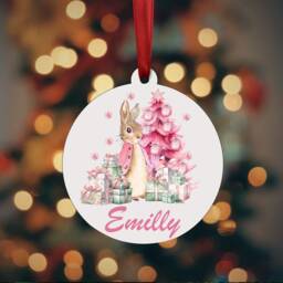 Personalised Christmas Tree Bauble Decoration Ornament For Baby Boy Girl Love 2025 Rabbit Blue Pink Gift Hanging - thumbnail 4