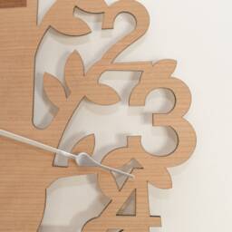 Handmade Wooden Silent Nature Wall Clock Engraved Up To 90cm in Oak, Cherry Or Walnut - Silver Gold Hands - thumbnail 3