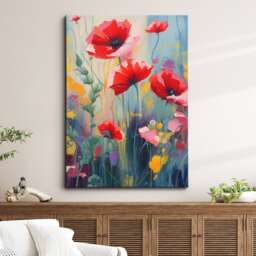 Beautiful Flowers Modern Floral Abstract Oil Painting Style Wall Art Framed Canvas Poster Print Home Kitchen Living Room Decor Gifts - thumbnail 1