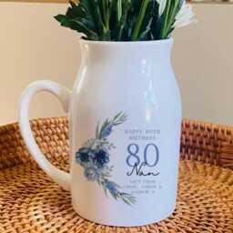 Personalised Birthday Milestone Gift, Small Flower Jug Vase, 80Th Nan Gifts, Friend Keepsake, Christmas - thumbnail 2