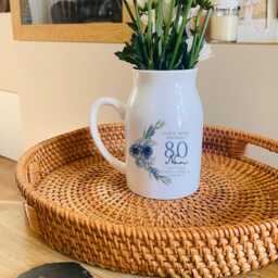 Personalised Birthday Milestone Gift, Small Flower Jug Vase, 80Th Nan Gifts, Friend Keepsake, Christmas - thumbnail 3
