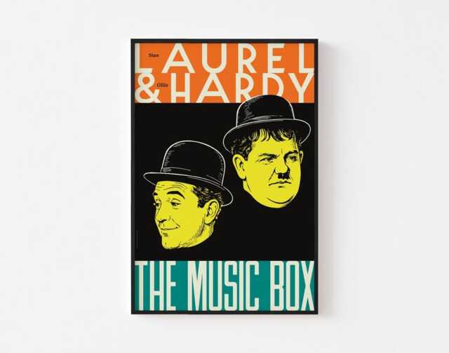 Laurel & Hardy Poster Print - The Music Box Movie Mid Century Charlie Chaplin Art Deco Houdini Baster Keaton 20-40% Off + Free Shipping - image 1