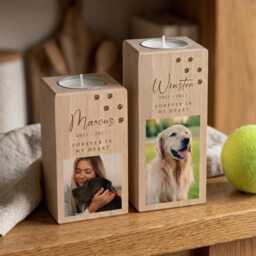 Personalised Pet Photo Memorial Tea Light Holder - Wood Candle - thumbnail 2