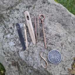 Hand Carved Deer Antler Viking Needle Case Set Heathen Pagan Design Old Norse Runes - thumbnail 4