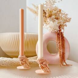 Flower Mouse Candle Holder, Dinner Taper Handmade Candlestick Home D??cor, Cozy Night Table Setting, Cute Animal D??cor - thumbnail 1