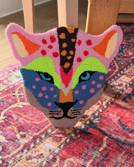 Vibrant Tiger Head Punch Needle Wall Hanging Tufted Decor - image 1