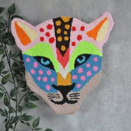Vibrant Tiger Head Punch Needle Wall Hanging Tufted Decor - thumbnail 4