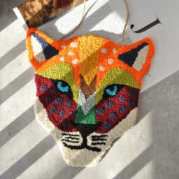 Vibrant Tiger Head Punch Needle Wall Hanging Tufted Decor - thumbnail 2
