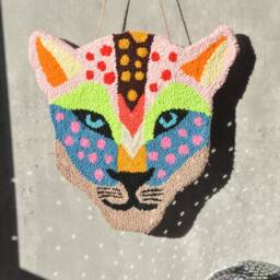 Vibrant Tiger Head Punch Needle Wall Hanging Tufted Decor - thumbnail 3
