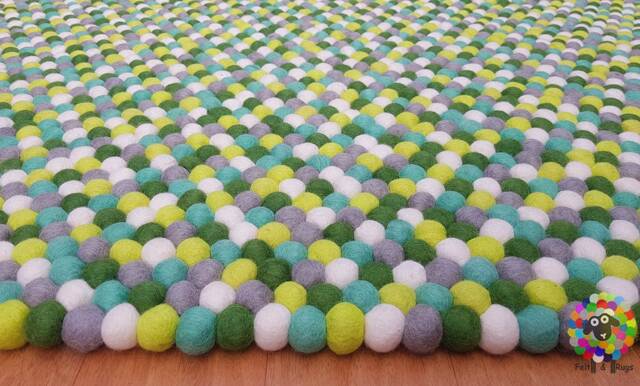 Handmade Wool Felt Ball Rug Colorful Nursery Decor - image 1