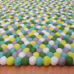 Handmade Wool Felt Ball Rug Colorful Nursery Decor - thumbnail 2
