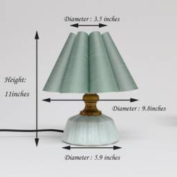 Handmade Aquamarine Fabric Table Lamp Ceramic Base, Medium Size - thumbnail 2