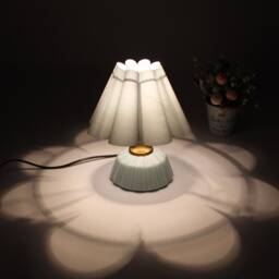 Handmade Aquamarine Fabric Table Lamp Ceramic Base, Medium Size - thumbnail 4