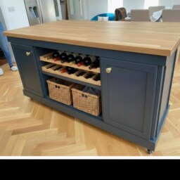 The Bristol Bespoke Kitchen Island Breakfast Bar, Farrow & Ball Finish, Oak Top, Cupboards - thumbnail 3