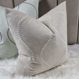 Beige Cotton Linen Embroidery Cushion Cover Ogee Style Embroidered Throw Scatter Cover Country John Lewis & Partners Chattis Fabric - thumbnail 3