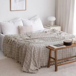 Soft Organic Turkish Cotton Blanket Handwoven Bedspread Throw - thumbnail 3