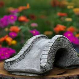 Stone Bridge Sculpture Outdoor Figurine Concrete Decoration Handmade Ornament Front Door Statue Bridge Lover Gift - thumbnail 3