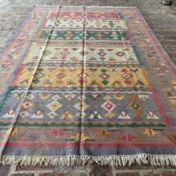 5x9 Handmade Afghan Wool Kilim - Flatwoven Tribal & Boho Pattern Authentic Oriental Area Rug For Living Room, Bedroom Or Entryway Decor - thumbnail 3