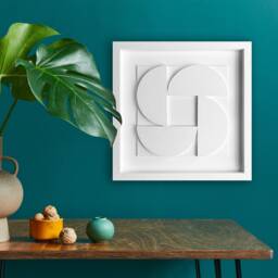 Geometric Relief Wall Sculpture - Mid Century Modern Art - 30x30cm - thumbnail 2