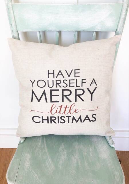 Merry Little Christmas Pillow Cover - Rustic Linen Holiday Decor - image 1
