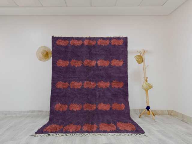 Purple & Terracotta Moroccan Rug, Boho Chic Area Plum Berber Carpet, Living Room Bedroom Decor, Bohemian Rug
