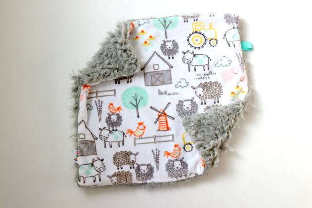 Dream Lovie. Security Blanket. Personalized Lovey. Faux Fur Farm Life. Mini Baby Minky Shower Gift - image 1