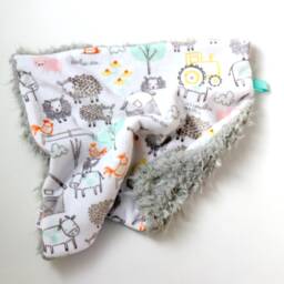 Dream Lovie. Security Blanket. Personalized Lovey. Faux Fur Farm Life. Mini Baby Minky Shower Gift - thumbnail 4