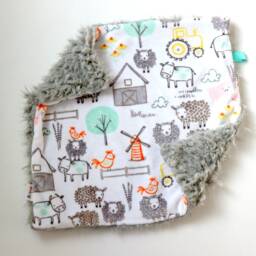 Dream Lovie. Security Blanket. Personalized Lovey. Faux Fur Farm Life. Mini Baby Minky Shower Gift - thumbnail 3