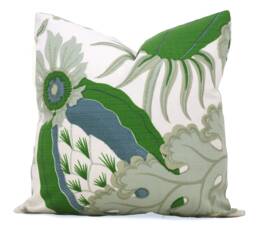 Christopher Farr Carnival Pillow Cover Green & Blue Floral, Outdoor Decor - thumbnail 1
