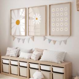 Neutral Daisy Prints - Set Of 3, Beige Nursery, Baby Print, Nursery Prints, Wall Art, Kids Bedroom, Flower Girls Room - thumbnail 3