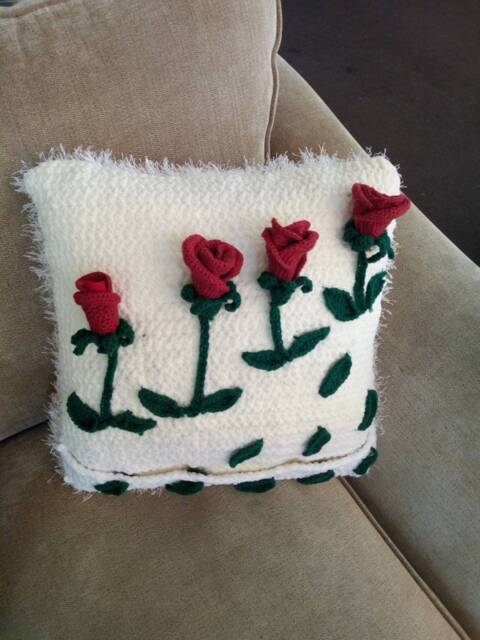 3D Roses Pillow Pattern PDF Framed Roses Crochet Wall Hanging - image 1