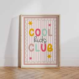 Cool Kids Club in Bright Colours, Pink & Green Girls Bedroom Quote Print With Scalloped Border, Girl Nursery Poster - thumbnail 3